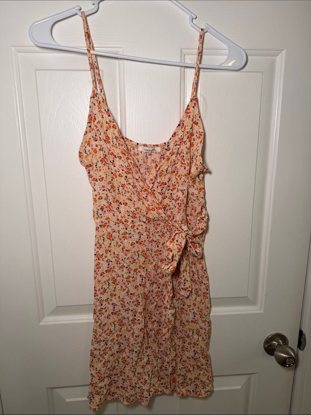 Floral Wrap Sundress in Peach